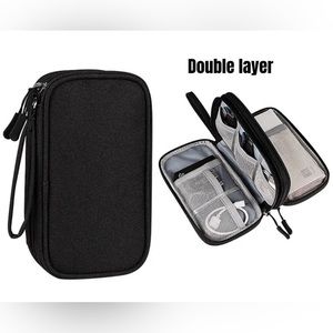 Electronic Organizer - Black Travel Bag, Waterproof, Double Layer, Multi Pocket